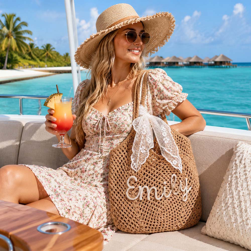 Everyday carry, personally theirs: Personalized Crochet Beach Bag with Custom Name