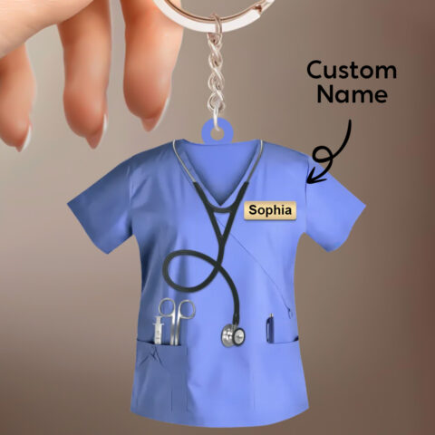 The reminder they touch every time they leave home: Custom Nurse Uniform Keychain
