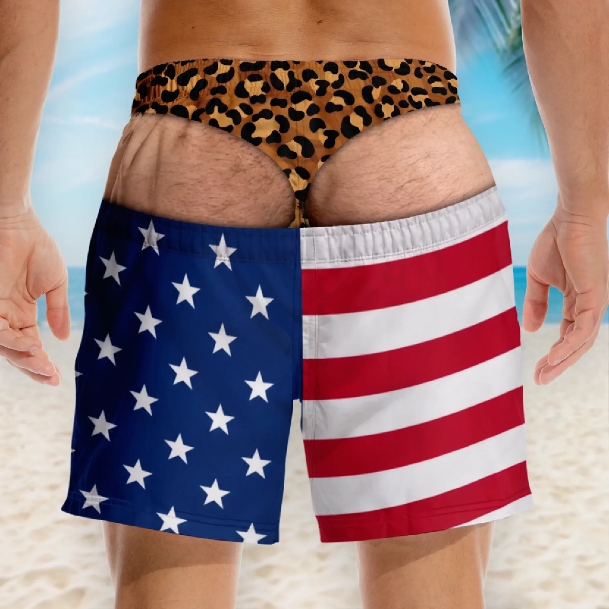 Custom Funny Men Swim Trunks Novelty Optical Illusion Swim Shorts Funny