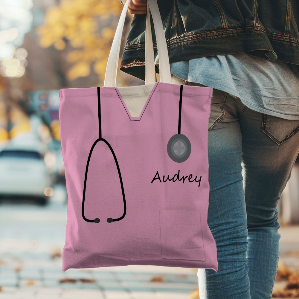 Personalized Name Nurse Medical Scrubs Teal Tote Bag