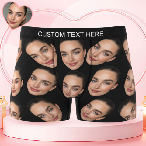 Custom Big Face Boxer Personalized Boxer Briefs Gift for Boyfriend Valentine’s