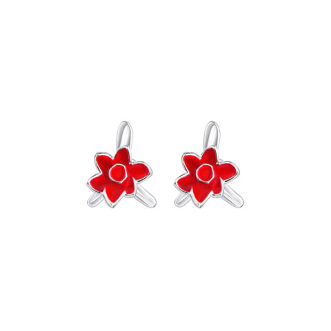 Made for one person in the world – them: Narcissus Collection Flower Shape Red Earrings