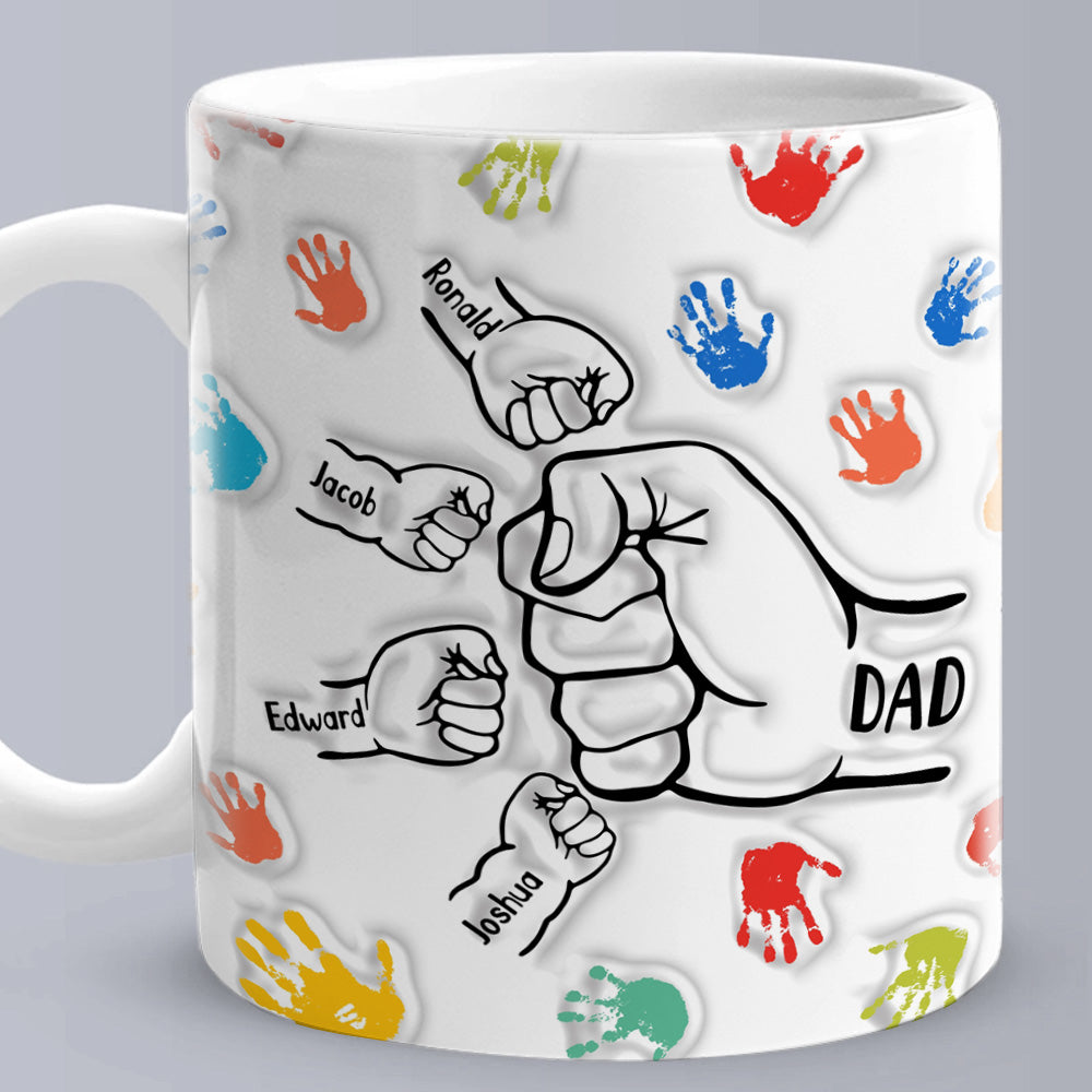 Personalized Custom Names 3D Inflated Effect Printed Mug Gift for Dad
