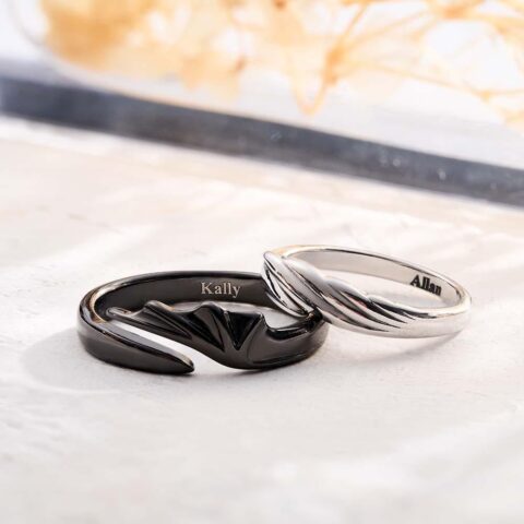 The Unexpected Favorite: Engravable Wings Devil and Angel Ring Simple Trendy Couple Open
