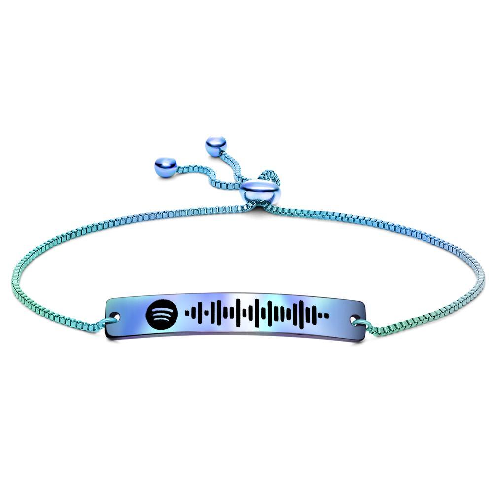 Guaranteed Happy Tears: Scannable Spotify Code Bracelet Engraved Bar Bracelet Silver