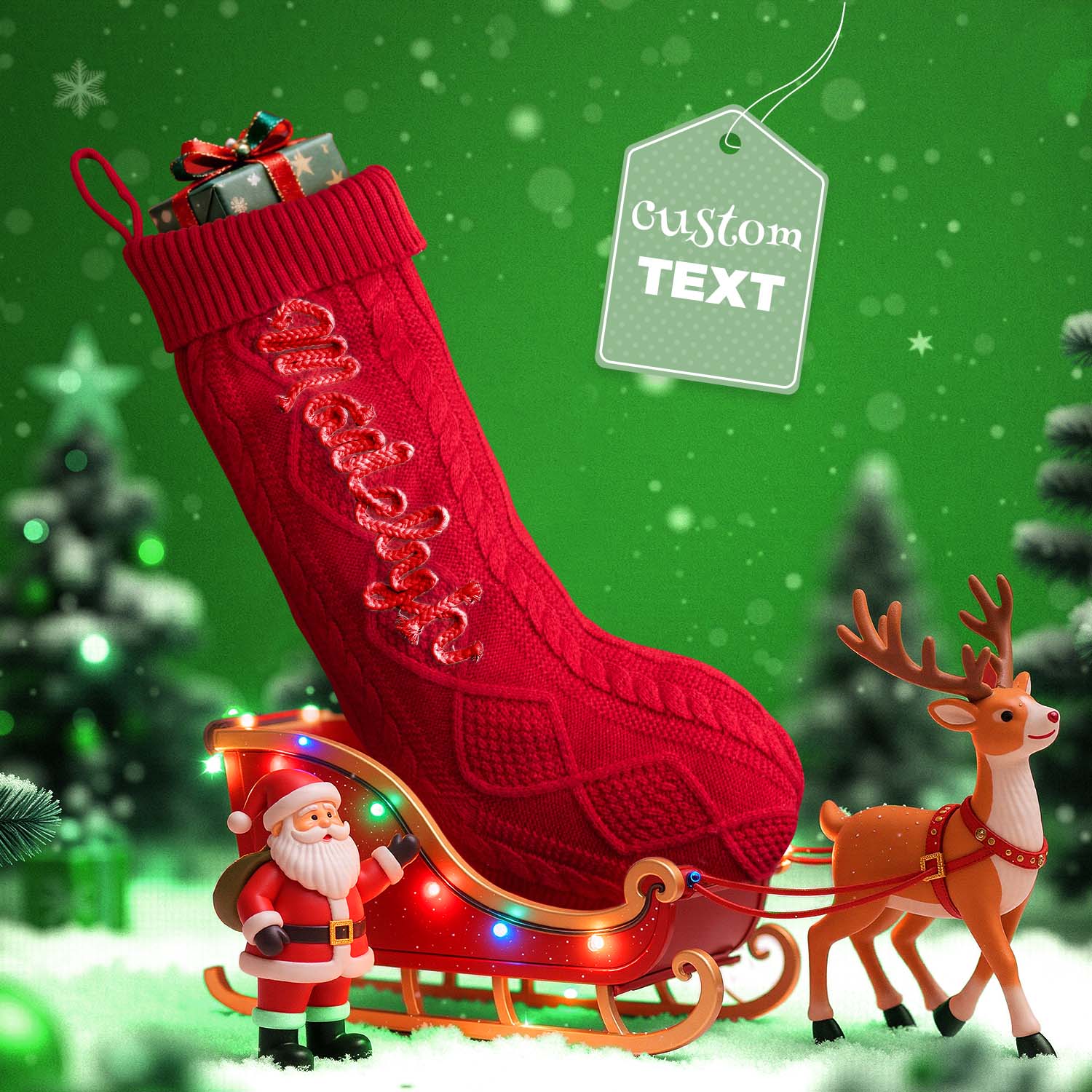 Custom Christmas Stockings Knitted Christmas Stockings with Name Christmas Family Stockings