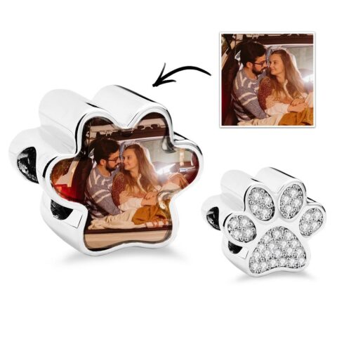 Photo Charm Diamond Paw Print Charm