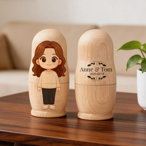 Personalized Portrait Nesting Doll with Text Custom Photo Family Portrait Cartoon