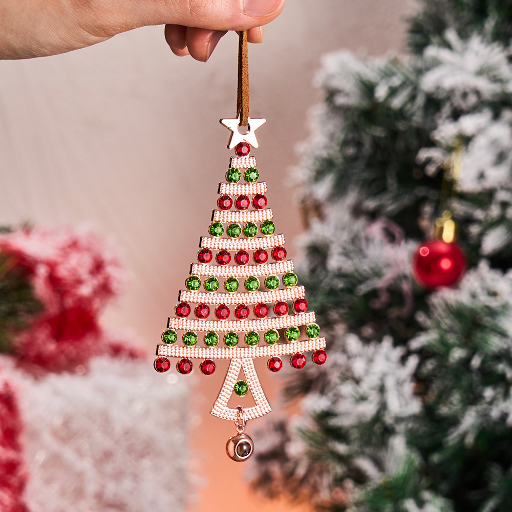 Personalized Photo Projection Ornaments Diamond Christmas Tree Shape Ornaments Christmas