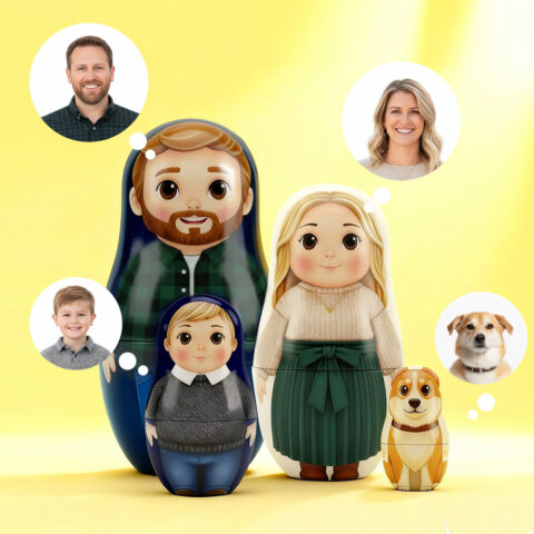 Personalized Portrait Nesting Doll Custom Photo Father’s Day Gifts Family Portrait