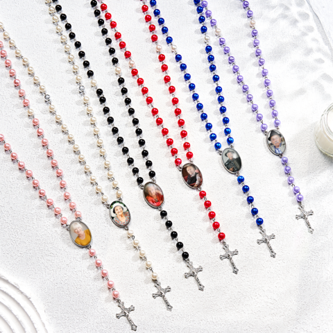 The photo they will never have to put away: Custom Rosary Beads Cross Multi-Color