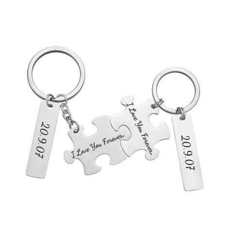 Engraved Keychain Custom Block Puzzle Keychain Couple’s