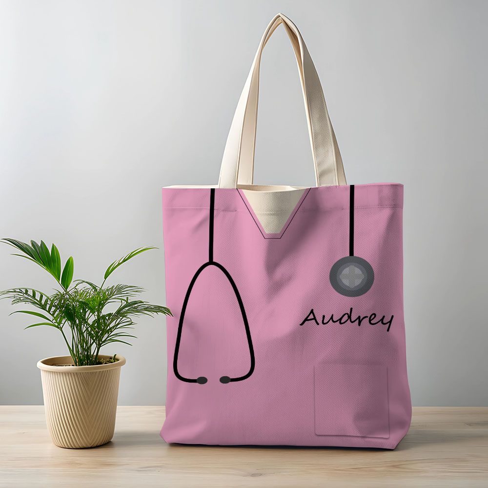 Personalized Name Nurse Medical Scrubs Teal Tote Bag