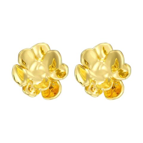 Stop Scrolling – This Is The One: Camellia Collection Petal Golden Studs Earrings